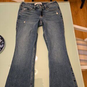 Low-Rise Distressed Medium Wash Bootcut Jeans 4S